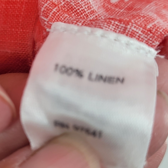 J. Jill Linen Coral Sleeveless Dress with White Palm Tree Pattern Size Mesium - Picture 4 of 6